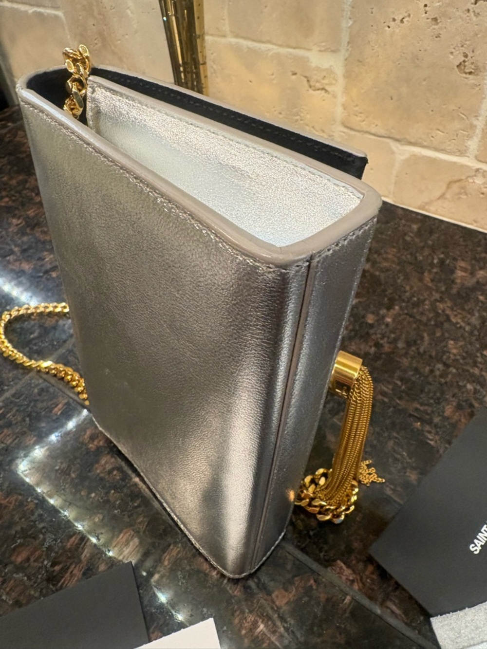 Saint Laurent Dust Bag Mini Kate Tassel Dust Bag Metallic new condition $2500 - Picture 11 of 14
